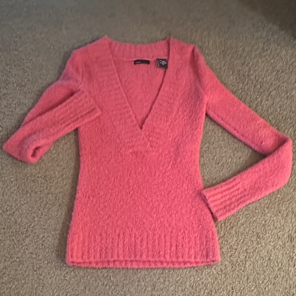 Pink V-Neck Women's Sweater